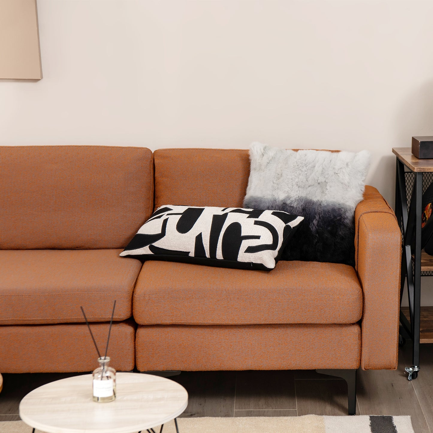 Modular L-shaped Sectional Sofa with Reversible Ottoman and 2 USB Ports, Orange Sofas & Loveseats at Gallery Canada