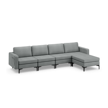 1/2/3/4-Seat Convertible Sectional Sofa with Reversible Ottoman-4-Seat L-shaped with 2 USB Ports, Gray Sofas & Loveseats at Gallery Canada