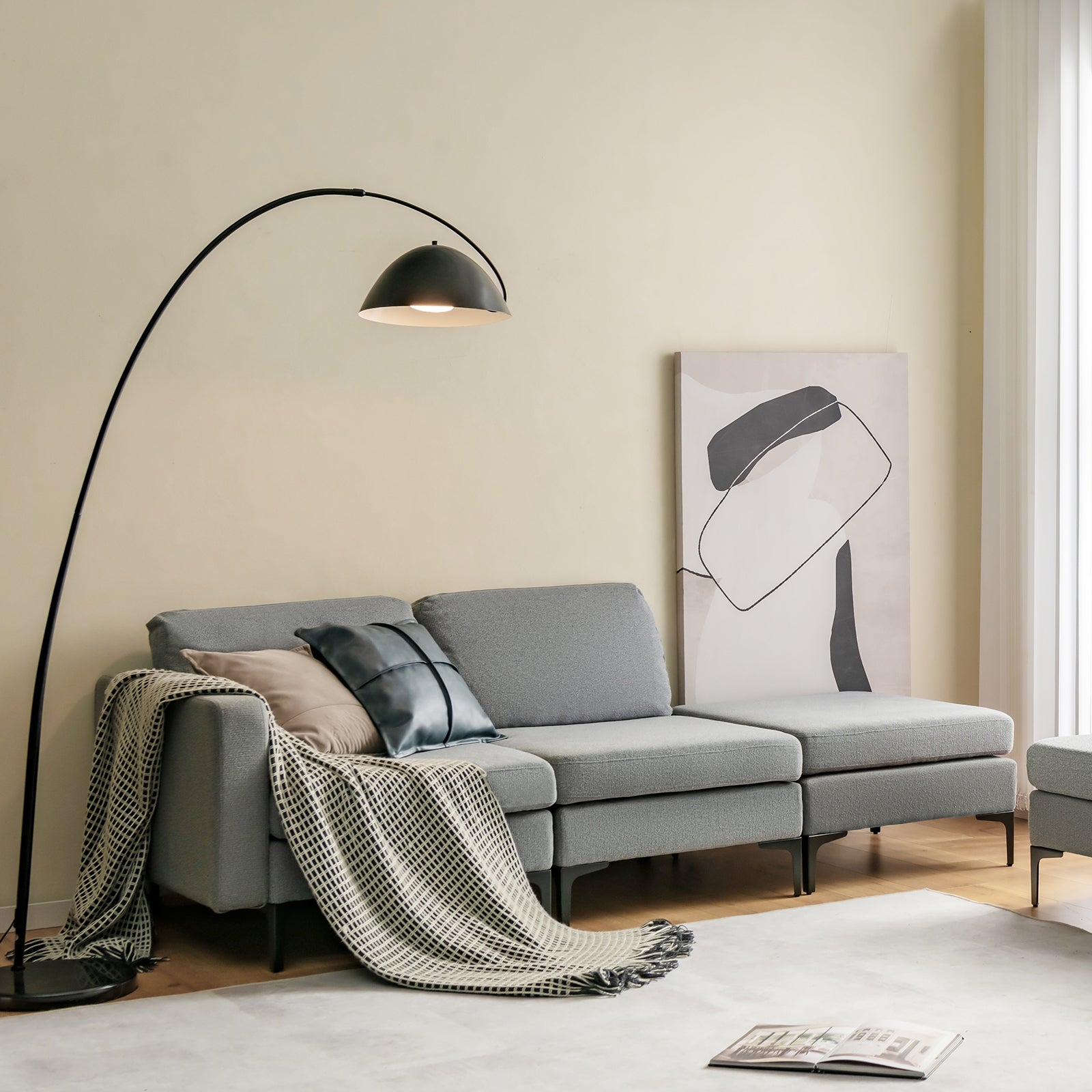 1/2/3/4-Seat Convertible Sectional Sofa with Reversible Ottoman-4-Seat L-shaped with 2 USB Ports, Gray Sofas & Loveseats at Gallery Canada