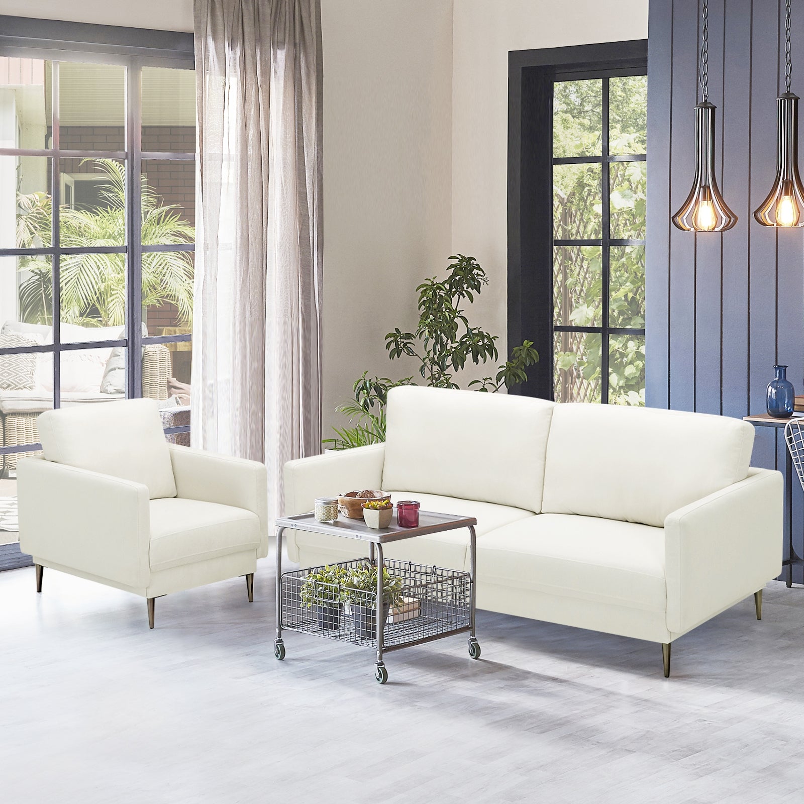 Modern Loveseat with Comfy Backrest Cushions, White Sofas & Loveseats at Gallery Canada