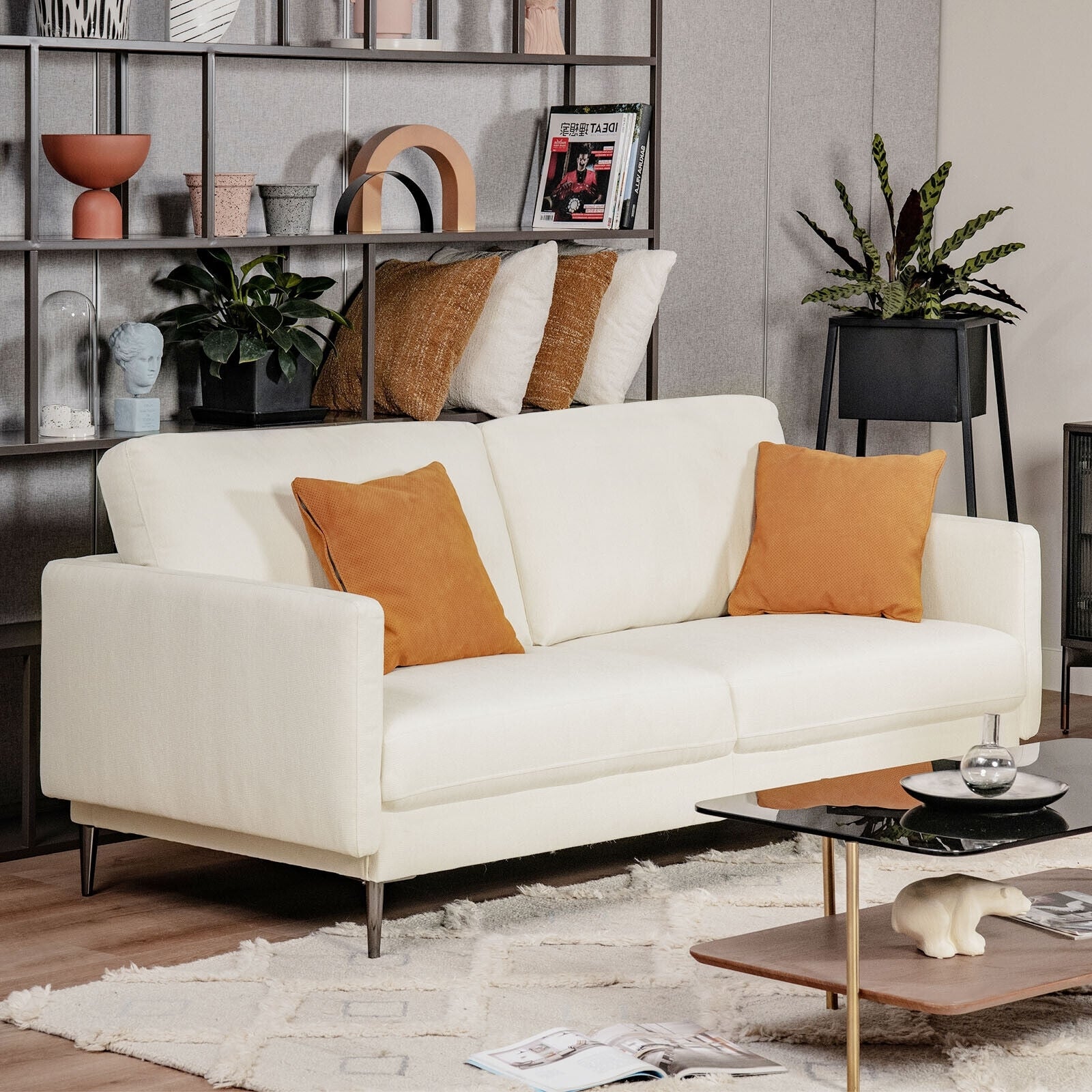 Modern Loveseat with Comfy Backrest Cushions, White Sofas & Loveseats at Gallery Canada