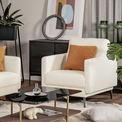 Modern Upholstered Accent Chair with Removable Backrest Cushion, White Sofas & Loveseats at Gallery Canada