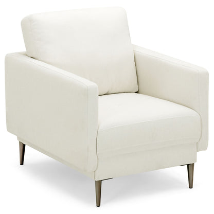 Modern Upholstered Accent Chair with Removable Backrest Cushion, White Sofas & Loveseats at Gallery Canada