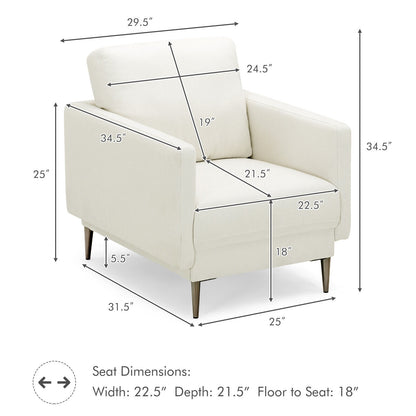 Modern Upholstered Accent Chair with Removable Backrest Cushion, White Sofas & Loveseats at Gallery Canada
