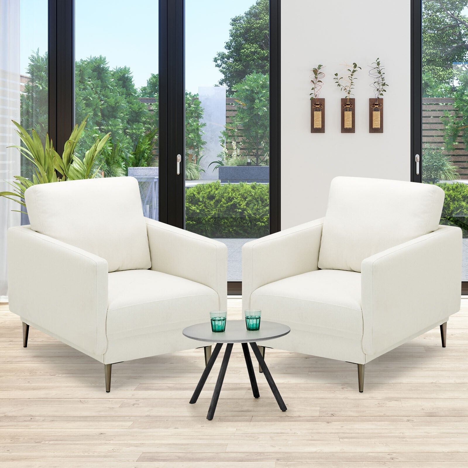 Modern Upholstered Accent Chair with Removable Backrest Cushion, White Sofas & Loveseats at Gallery Canada