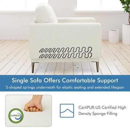 Modern Upholstered Accent Chair with Removable Backrest Cushion, White Sofas & Loveseats at Gallery Canada