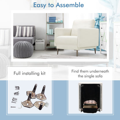 Modern Upholstered Accent Chair with Removable Backrest Cushion, White Sofas & Loveseats at Gallery Canada