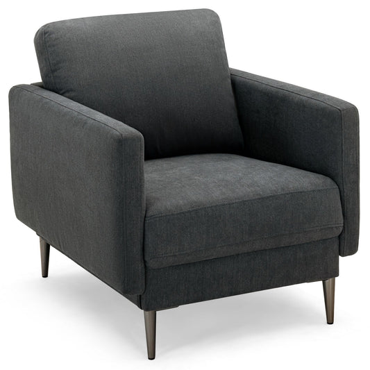 Modern Upholstered Accent Chair with Removable Backrest Cushion, Gray - Gallery Canada