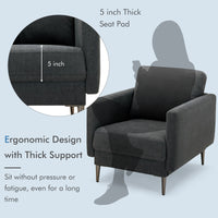 Thumbnail for Modern Upholstered Accent Chair with Removable Backrest Cushion - Gallery View 7 of 13
