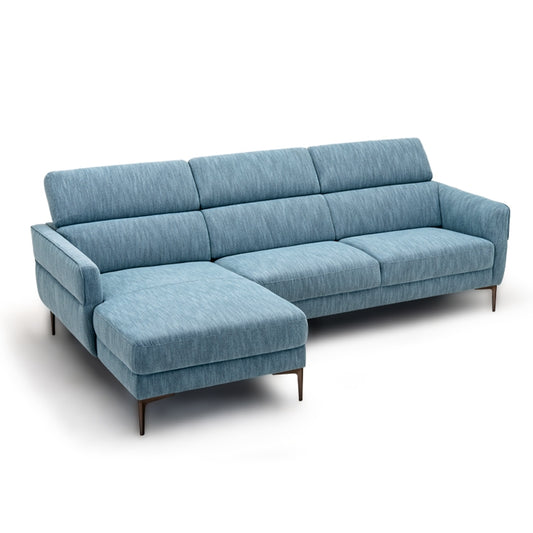 105 Inch L-Shaped Sofa With Adjustable Headrests, Blue Sofas & Loveseats Blue at Gallery Canada