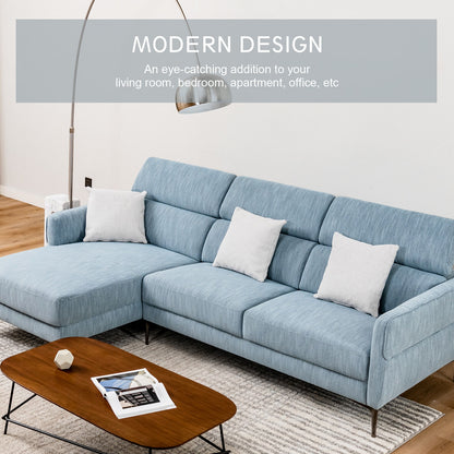 105 Inch L-Shaped Sofa Couch with 3 Adjustable Headrests, Blue Sofas & Loveseats at Gallery Canada