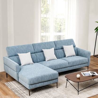 105 Inch L-Shaped Sofa Couch with 3 Adjustable Headrests, Blue Sofas & Loveseats at Gallery Canada