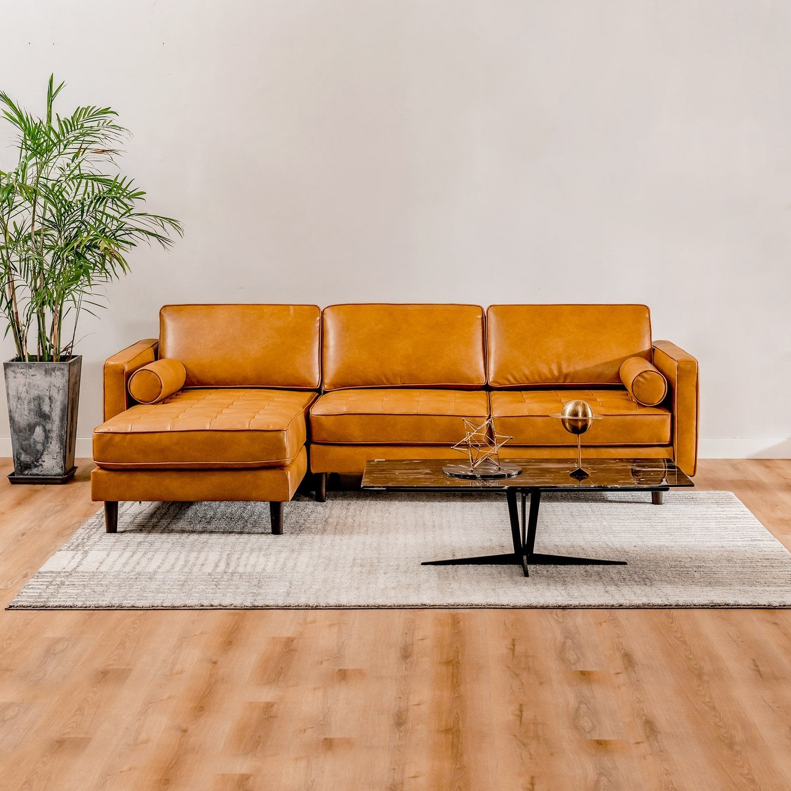 3-Seat L-Shaped Sectional Sofa Couch for Living Room, Orange Sofas & Loveseats at Gallery Canada
