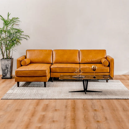 3-Seat L-Shaped Sectional Sofa Couch for Living Room, Orange