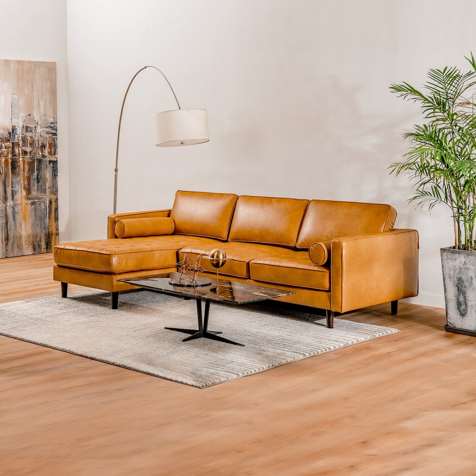 3-Seat L-Shaped Sectional Sofa Couch for Living Room, Orange Sofas & Loveseats at Gallery Canada