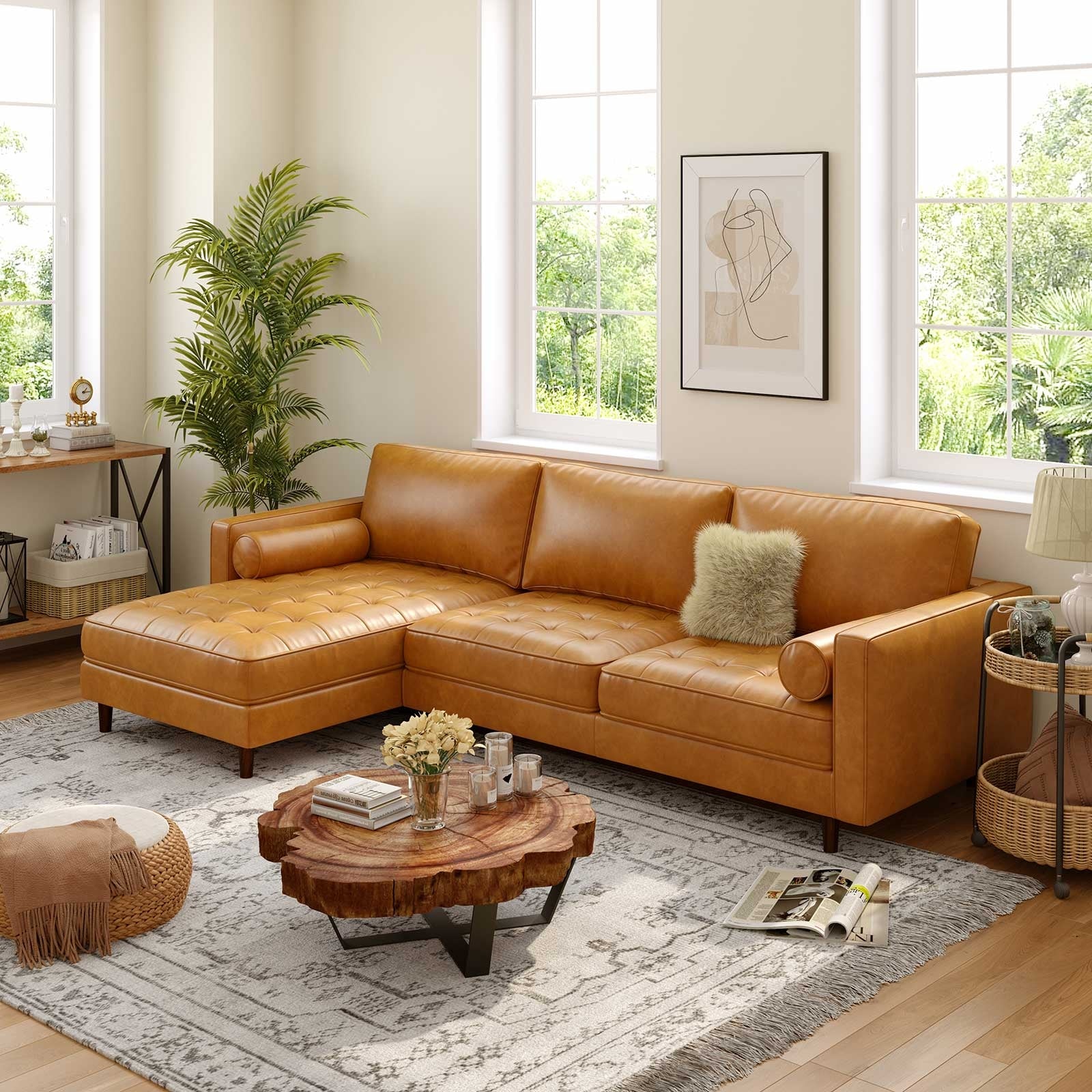 3-Seat L-Shaped Sectional Sofa Couch for Living Room, Orange Sofas & Loveseats at Gallery Canada