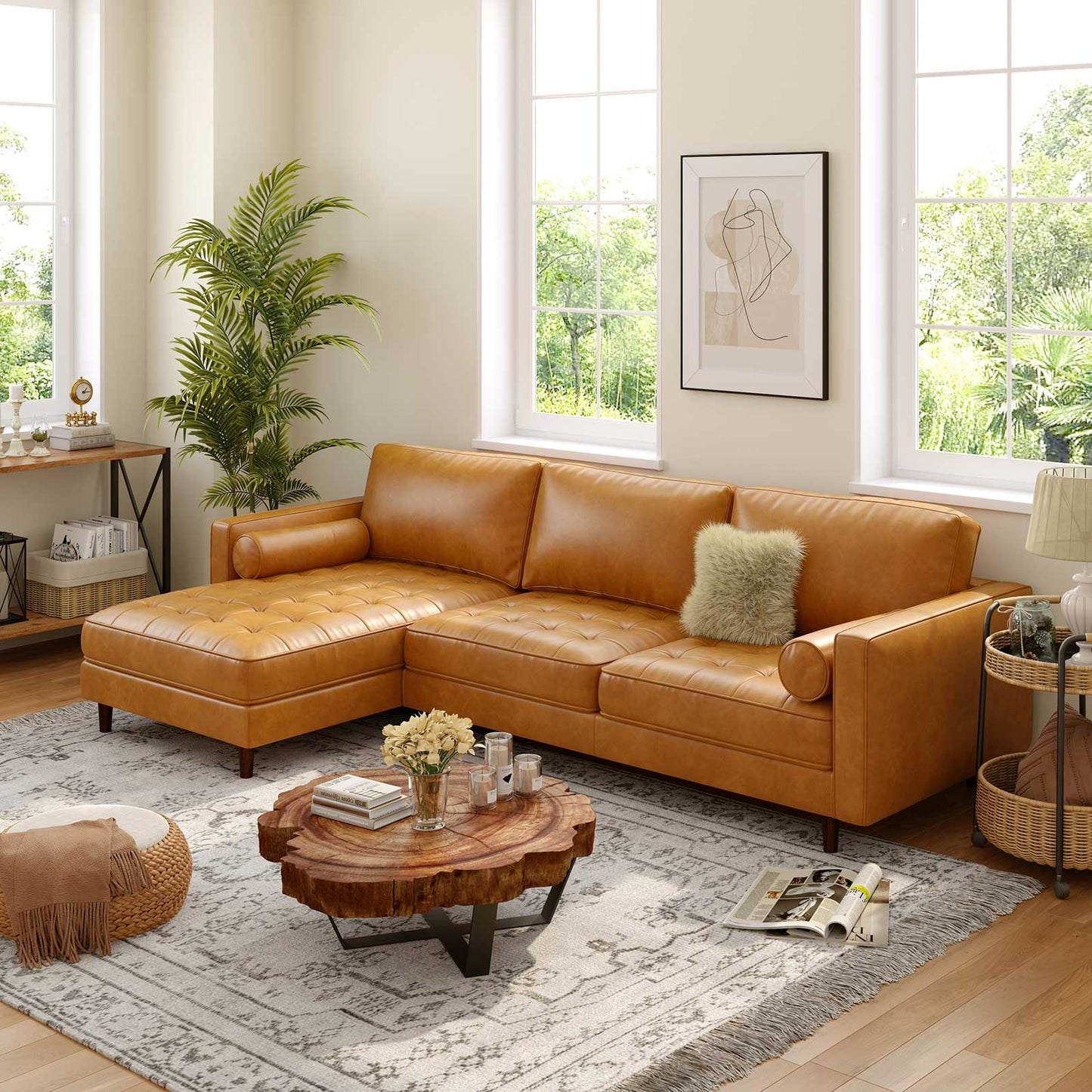 3-Seat L-Shaped Sectional Sofa Couch for Living Room, Orange Sofas & Loveseats at Gallery Canada