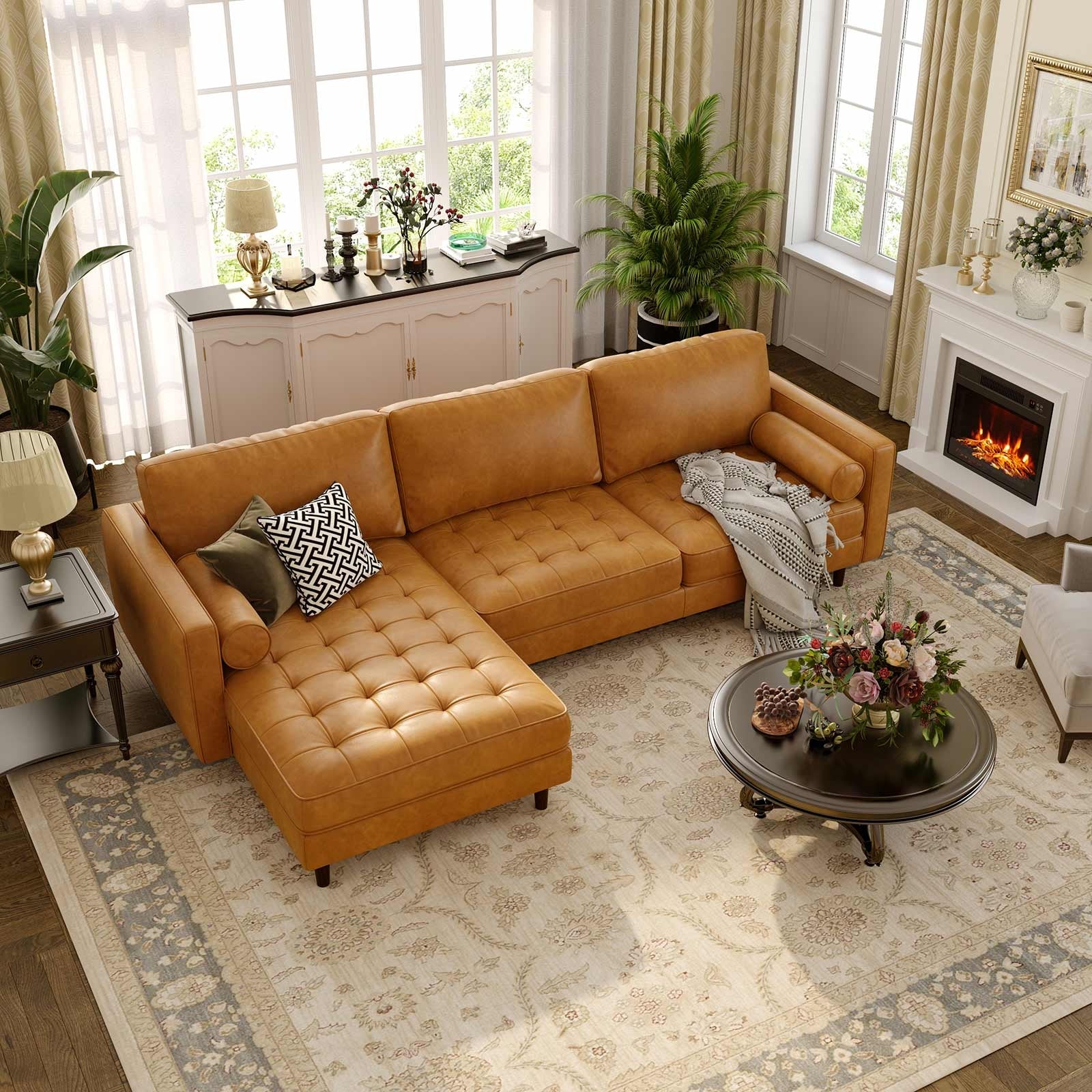 3-Seat L-Shaped Sectional Sofa Couch for Living Room, Orange Sofas & Loveseats at Gallery Canada