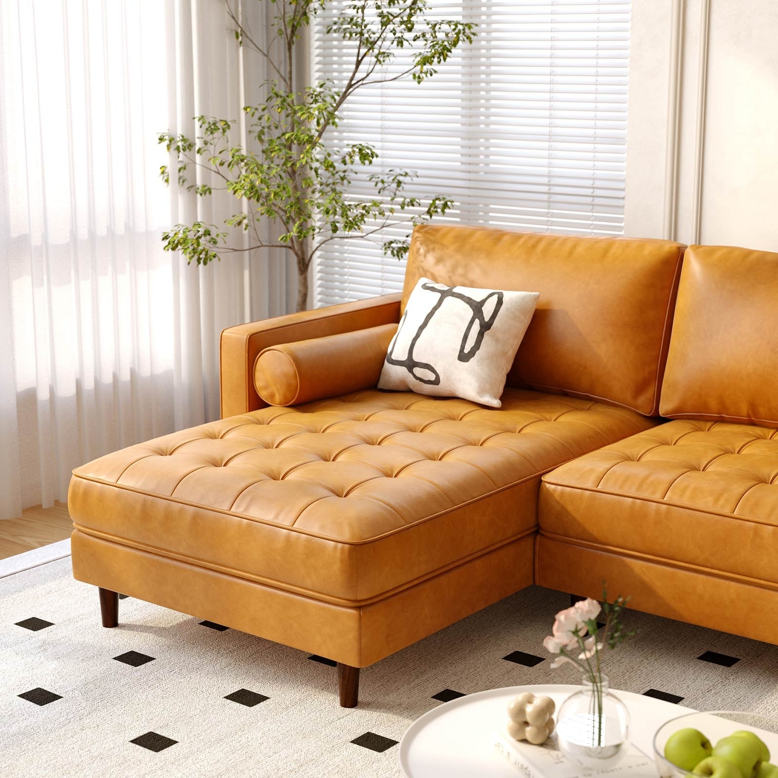 3-Seat L-Shaped Sectional Sofa Couch for Living Room, Orange Sofas & Loveseats at Gallery Canada