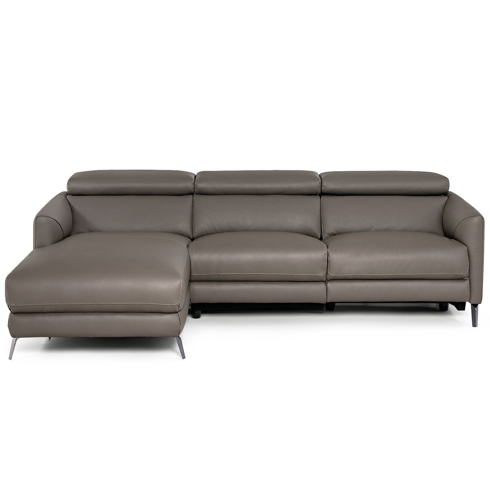 Leather Air Power Reclining Sectional Sofa with Adjustable Headrests, Gray - Gallery Canada