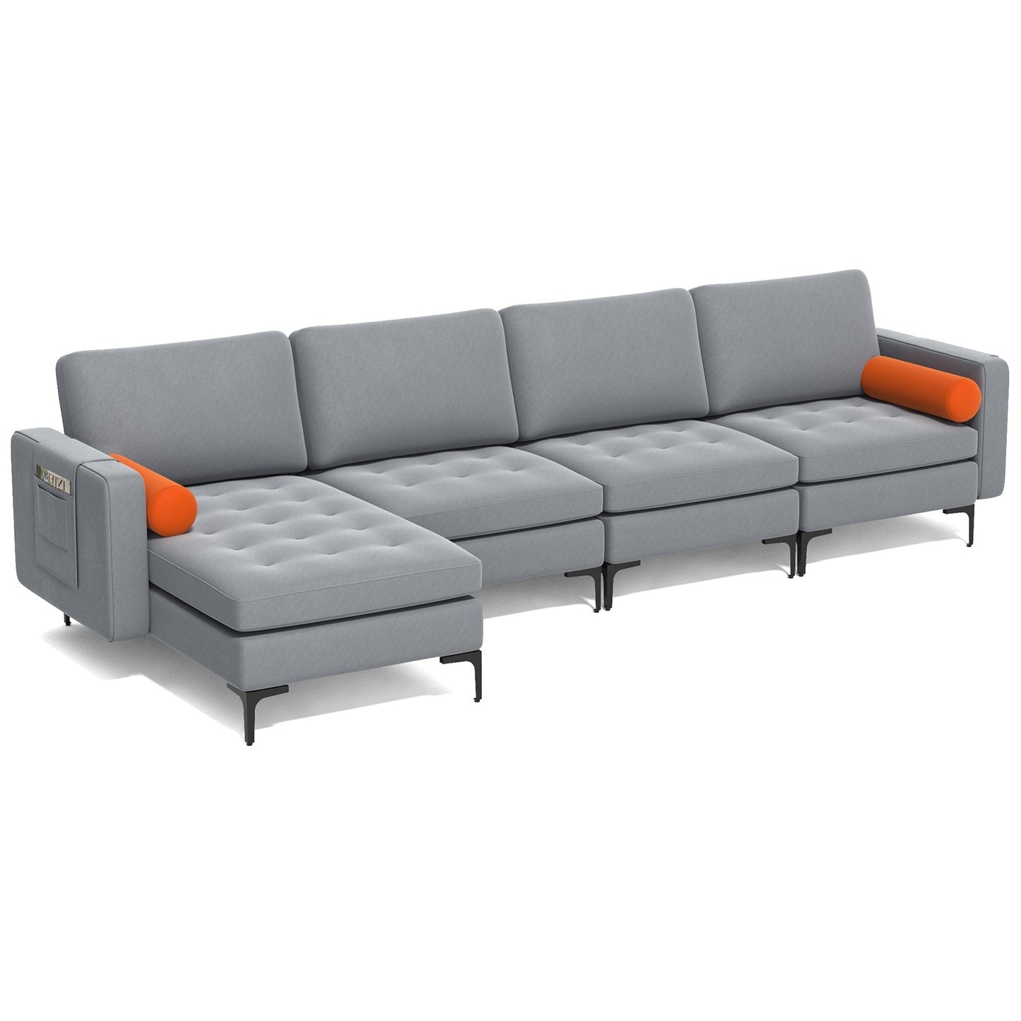 Modular L-shaped 4-Seat Sectional Sofa with Reversible Chaise and 2 USB Ports, Gray Sofas & Loveseats at Gallery Canada