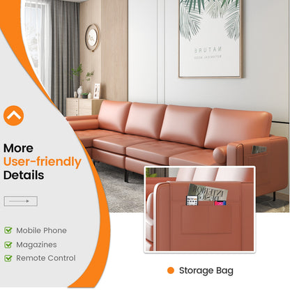 Modular Modern L-shaped Sectional Sofa with Reversible Chaise and 2 USB Ports, Pink Sofas & Loveseats at Gallery Canada