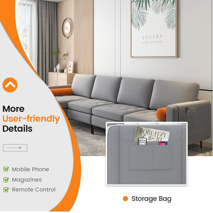 Modular L-shaped 4-Seat Sectional Sofa with Reversible Chaise and 2 USB Ports, Gray Sofas & Loveseats at Gallery Canada