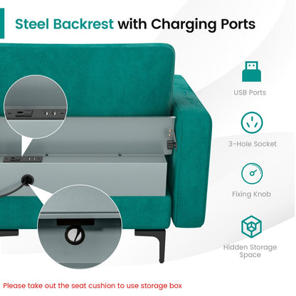 Modular L-shaped Sectional Sofa with Reversible Chaise and 2 USB Ports, Teal Sofas & Loveseats at Gallery Canada