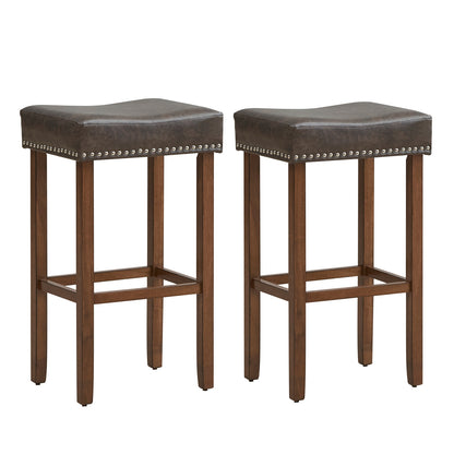 Upholstered Bar Stools Set of 2, with Footrests, Dark Gray Bar Stools at Gallery Canada