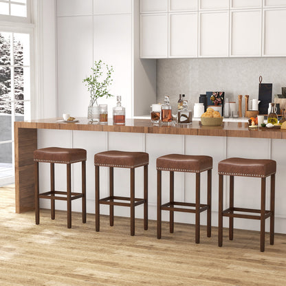Upholstered Bar Stools Set of 2, With Footrests, Brown Bar Stools at Gallery Canada