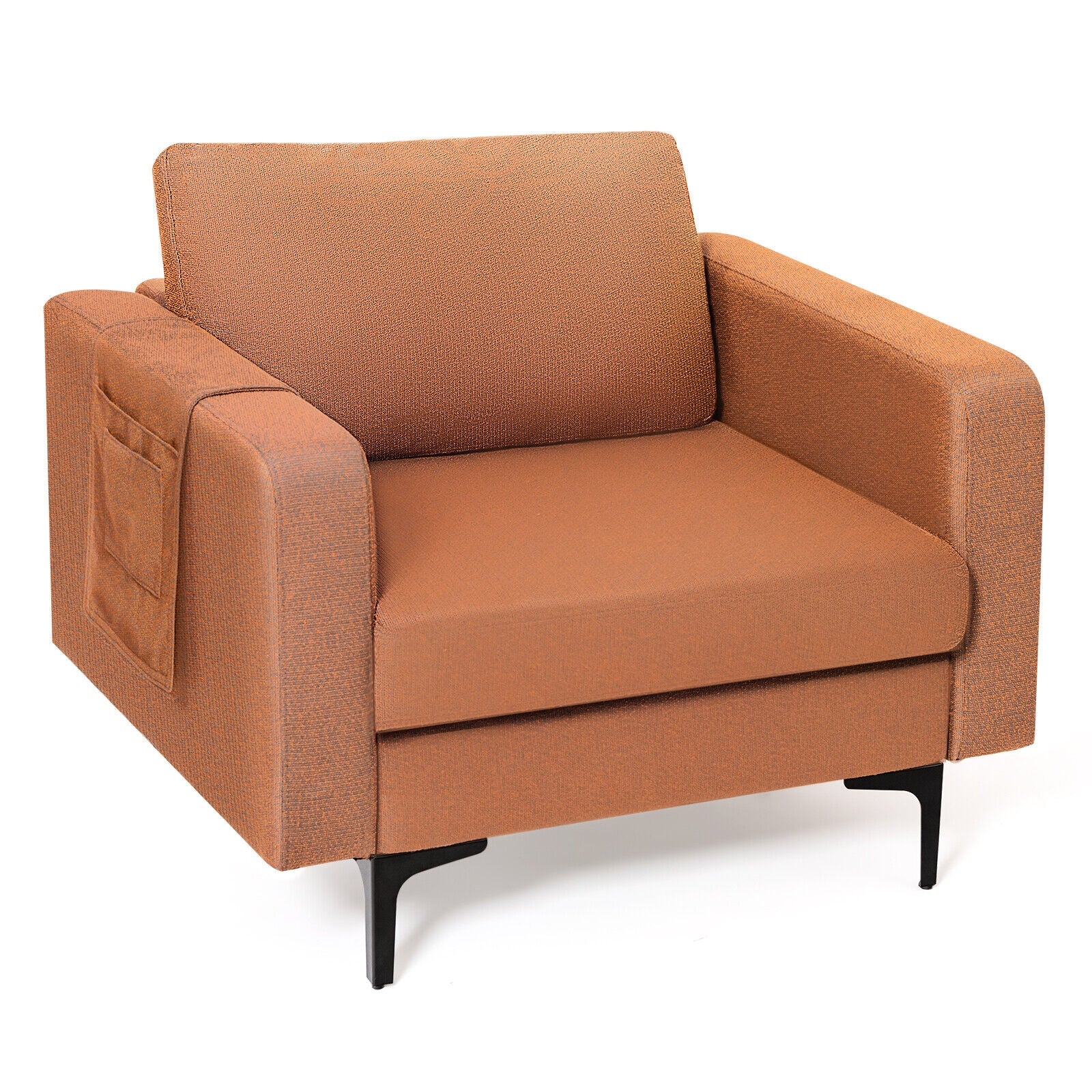 Modern Accent Armchair with Side Storage Pocket, Orange Accent Chairs Orange at Gallery Canada
