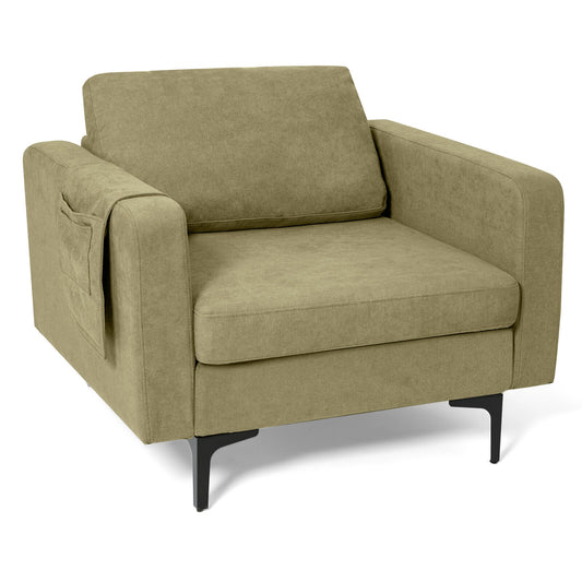 Modern Accent Armchair With Side Storage Pocket, Green Accent Chairs Green at Gallery Canada