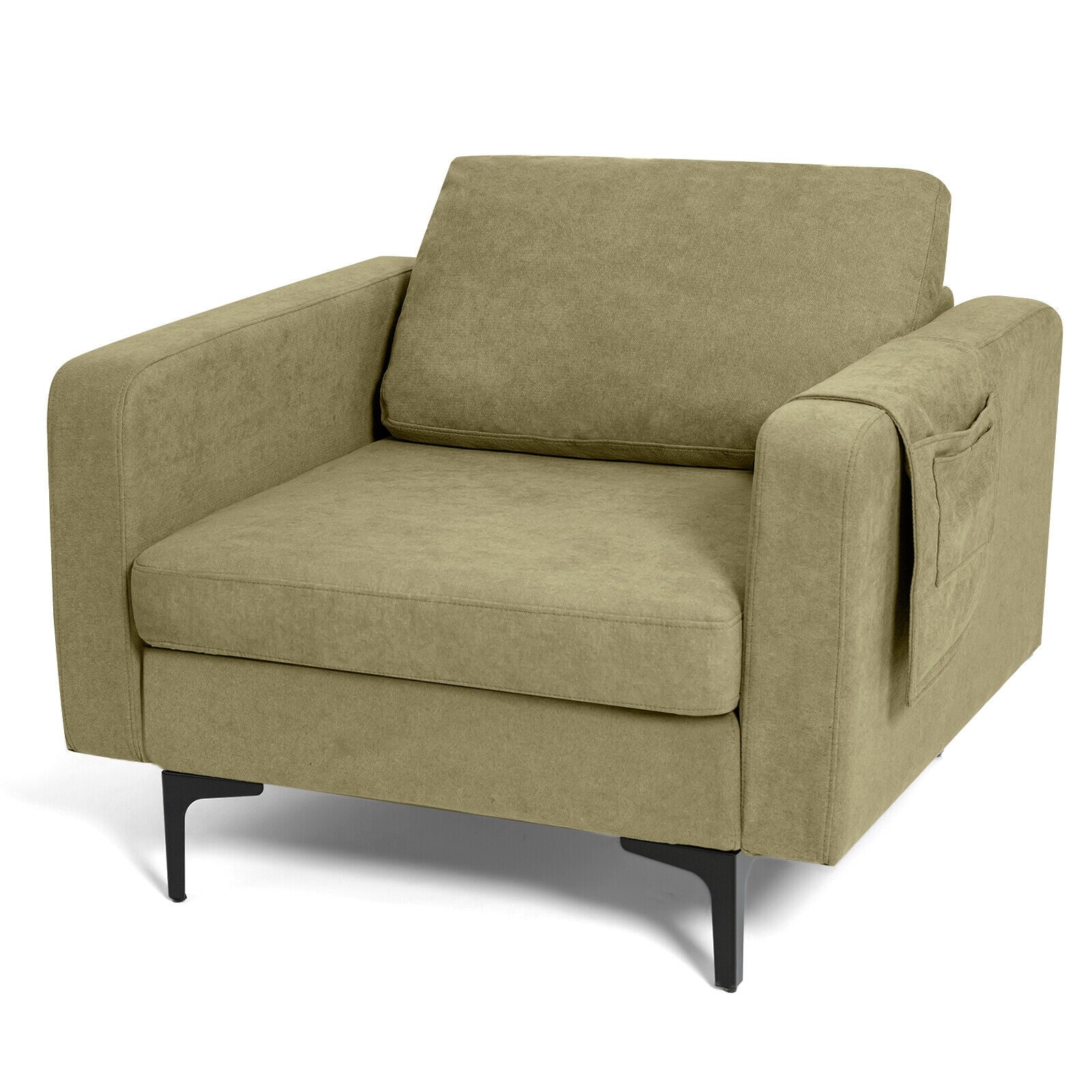 Modern Accent Armchair with Side Storage Pocket, Green Accent Chairs at Gallery Canada