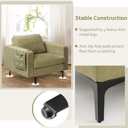 Modern Accent Armchair with Side Storage Pocket, Green Accent Chairs at Gallery Canada