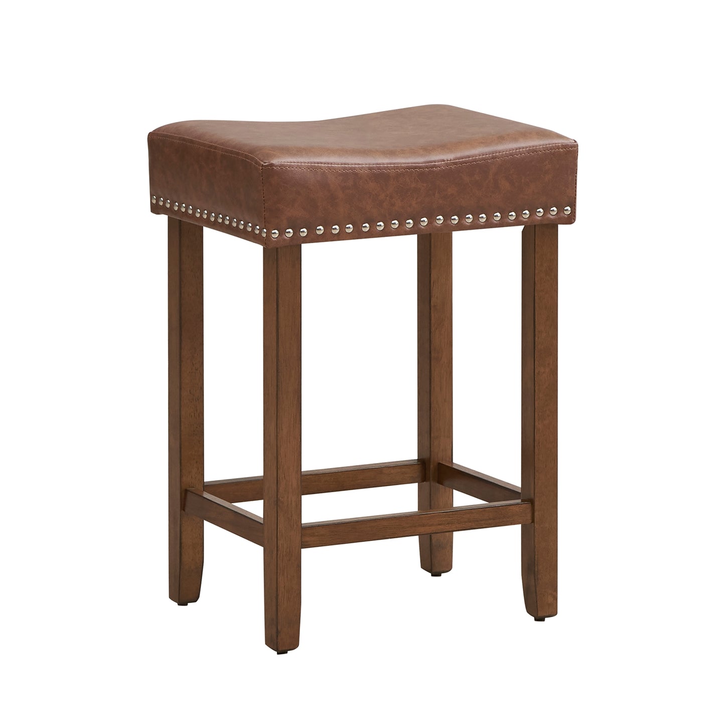 24 Inch Upholstered PU Leather Bar Stools Set of 2, Brown Bar Stools at Gallery Canada