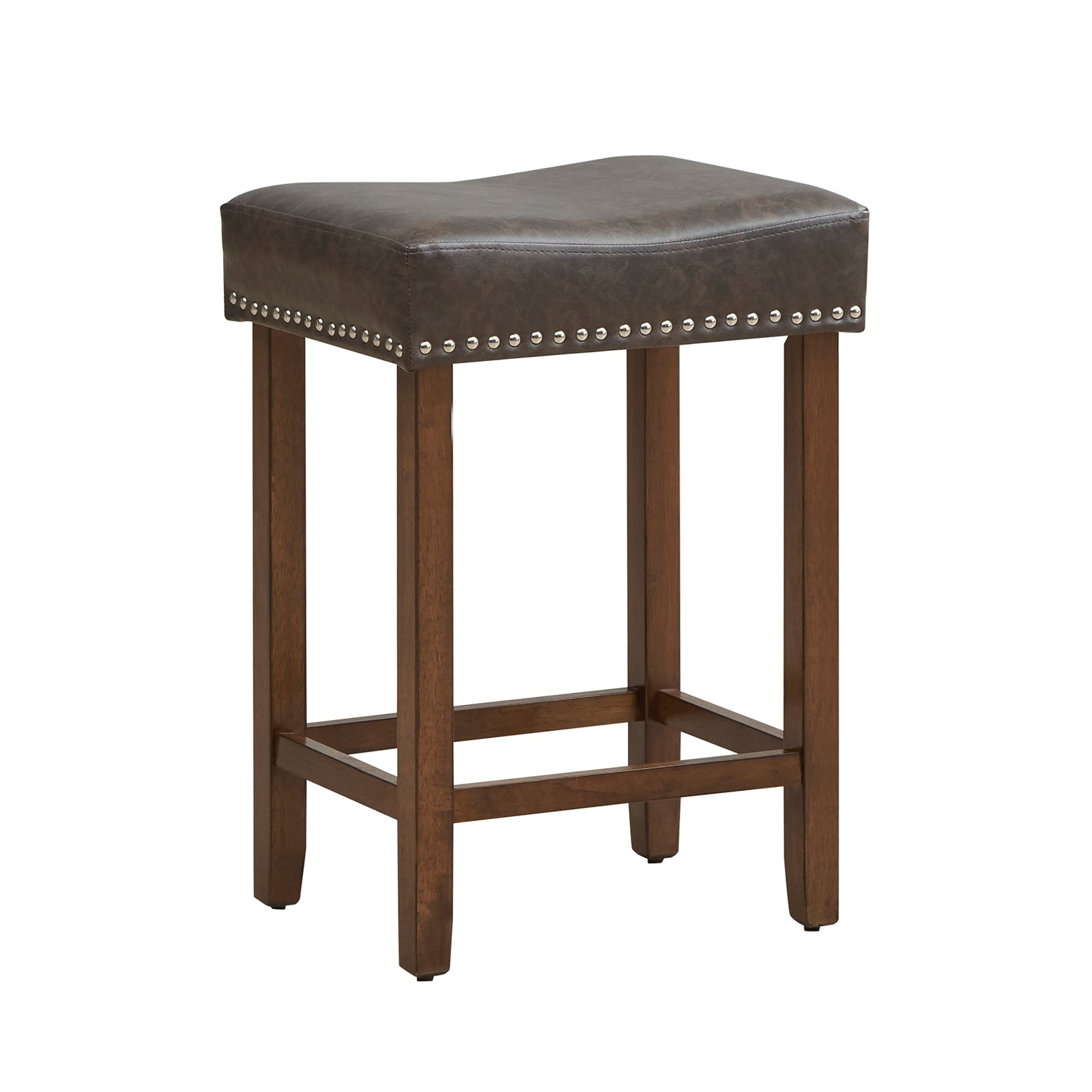 24 Inch Upholstered PU Leather Bar Stools Set of 2, Gray Bar Stools at Gallery Canada