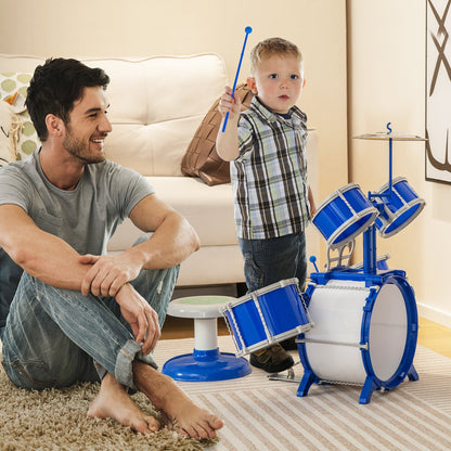 Kids Drum Set Educational Percussion Musical Instrument Toy with Bass Drum, Blue Musical Toys at Gallery Canada