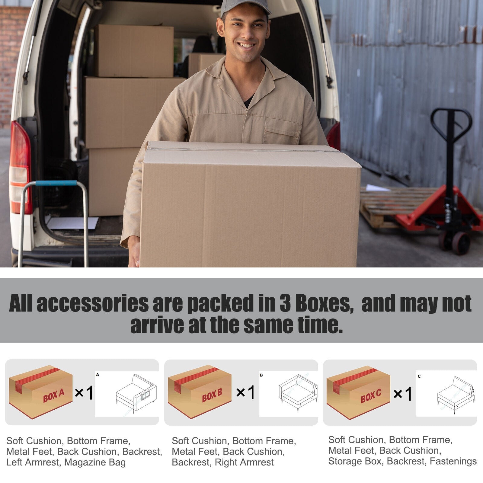 Convertible Leather Sofa Couch with Magazine Pockets 3-Seat with 2 USB Port, Dark Gray Sofas & Loveseats at Gallery Canada