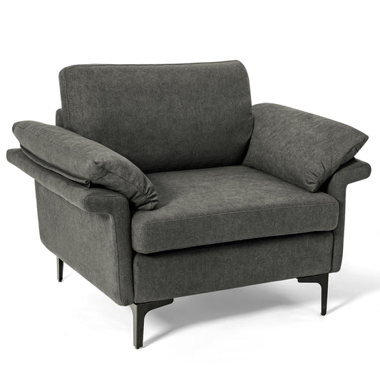 Modern Fabric Accent Armchair with Original Distributed Spring and Armrest Cushions, Gray Sofas & Loveseats Gray at Gallery Canada