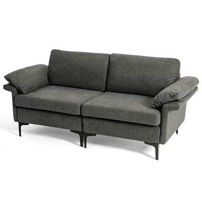 Modern Fabric Loveseat Sofa for with Metal Legs and Armrest Pillows, Gray Sofas & Loveseats at Gallery Canada