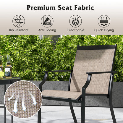 4 Piece Patio Dining Chairs Large Outdoor Chairs with Breathable Seat and Metal Frame, Coffee Patio Dining Chairs at Gallery Canada