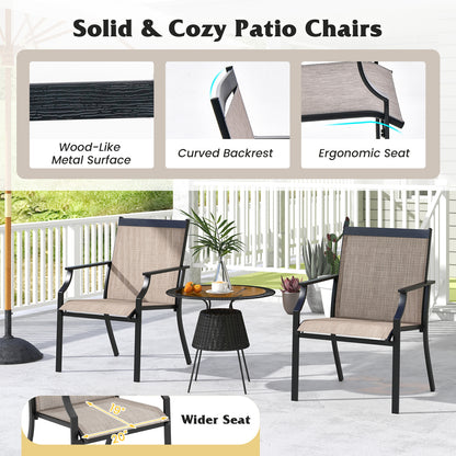 4 Piece Patio Dining Chairs Large Outdoor Chairs with Breathable Seat and Metal Frame, Coffee Patio Dining Chairs at Gallery Canada