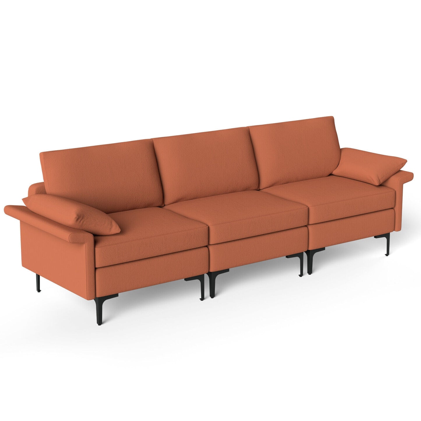 Large 3-Seat Sofa Sectional with Metal Legs for 3-4 people, Red Sofas & Loveseats at Gallery Canada