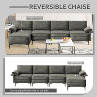 Thumbnail for Extra Large L-shaped Sectional Sofa with Reversible Chaise - Gallery View 5 of 11
