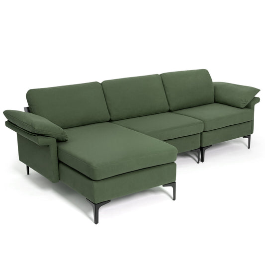 Modular L-Shaped Sectional Sofa, Extra Large, Army Green