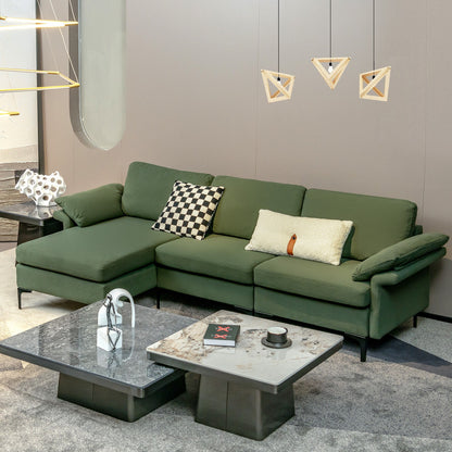Extra Large Modular L-shaped Sectional Sofa with Reversible Chaise for 4-5 People, Army Green Sofas & Loveseats at Gallery Canada