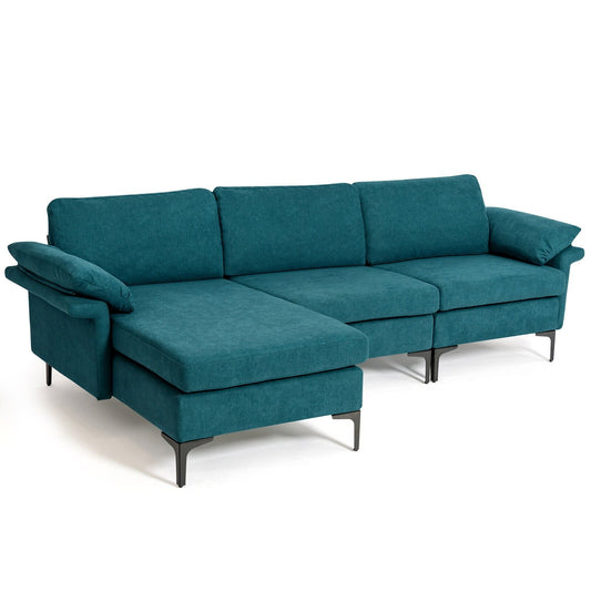 Extra Large Modular L-shaped Sectional Sofa with Reversible Chaise for 4-5 People, Peacock Blue - Gallery Canada