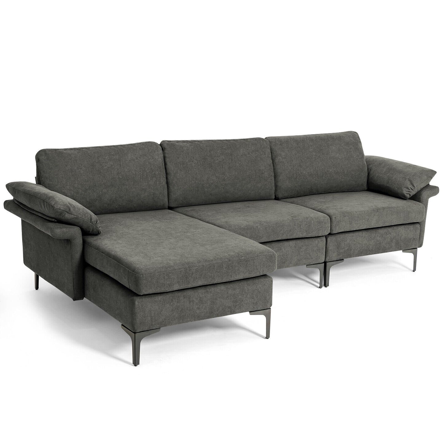 Extra Large Modular L-shaped Sectional Sofa with Reversible Chaise for 4-5 People, Gray Sofas & Loveseats at Gallery Canada