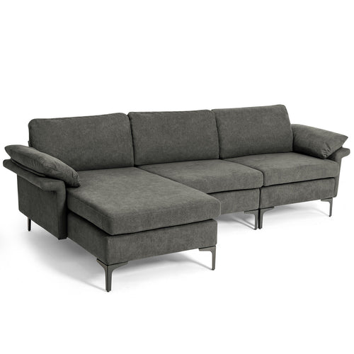 Extra Large Modular L-Shaped Sectional Sofa, For 4-5 People, Gray