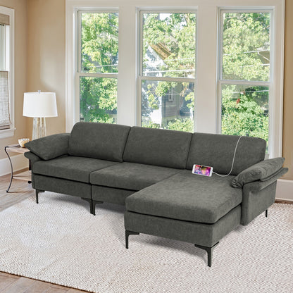 Extra Large Modular L-shaped Sectional Sofa with Reversible Chaise for 4-5 People, Gray Sofas & Loveseats at Gallery Canada